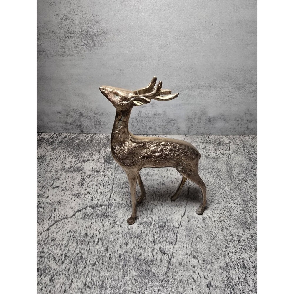 Vintage Brass Spotted Buck Deer Figurine interior deco 5" Boho MCM
